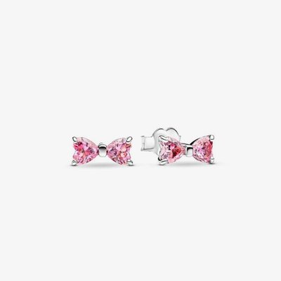PANDORA Pink Cubic Zirconia Bow Stud Earrings