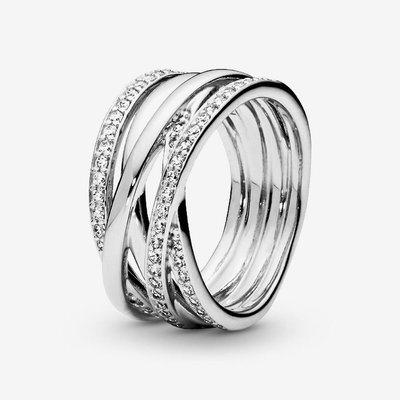 Pandora Silver Sparkling & Polished Lines Ring