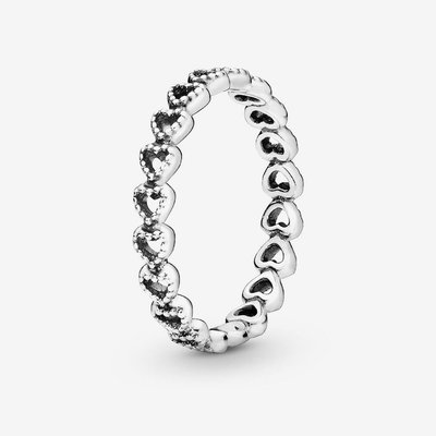 Pandora Silver Band Of Hearts Ring