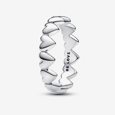 PANDORA Silver Row Of Hearts Ring