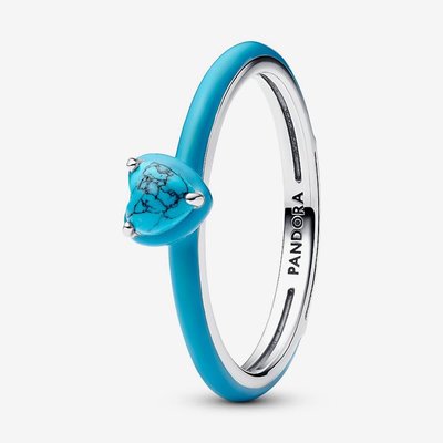 PANDORA Turquoise Coloured Heart Stone Ring