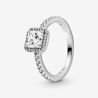 PANDORA Silver Square Sparkle Halo Ring