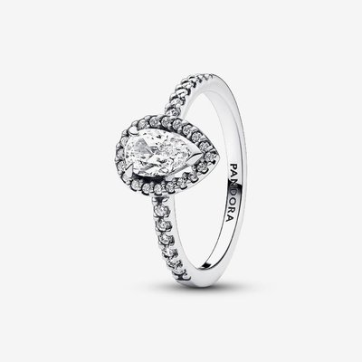 PANDORA Sterling Silver Sparkling Pear Halo Ring
