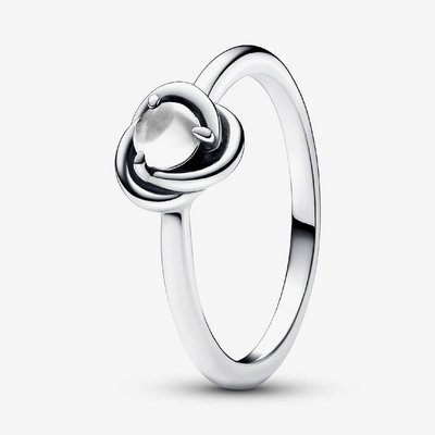 PANDORA Silver April Birthstone Circle Ring