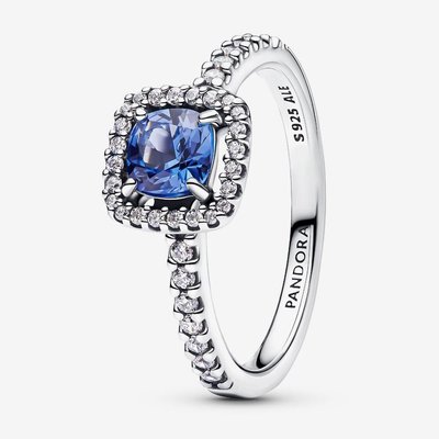 PANDORA Sterling Silver Blue Square Halo Ring