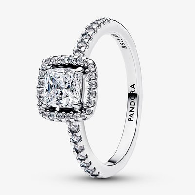 PANDORA Timeless Silver Sparkling Square Halo Ring