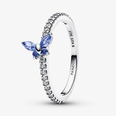 PANDORA Silver Sparkling Blue Butterfly Ring