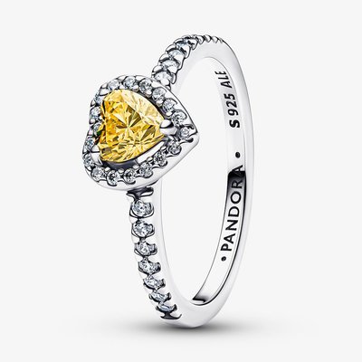 PANDORA Sparkling Elevated Yellow Heart Ring
