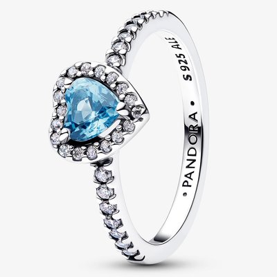 PANDORA Silver Elevated Light Blue Heart Ring