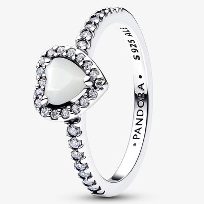 PANDORA Silver Elevated White Heart Ring