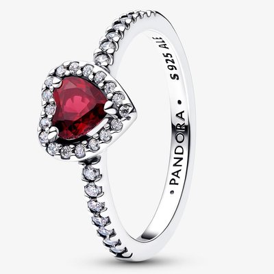 PANDORA Silver Elevated Fuchsia Rose Heart Ring