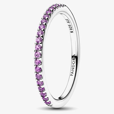 PANDORA Silver Sparkling Purple Half Eternity Ring 192999C04-60