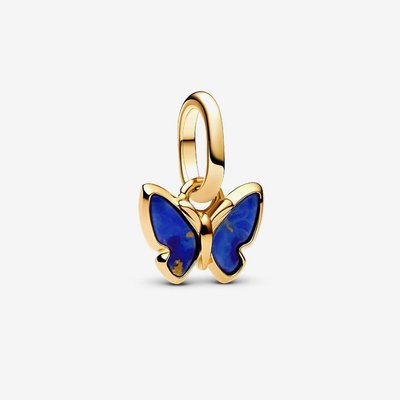 PANDORA 14ct Gold Plated Blue Butterfly Dangle Charm