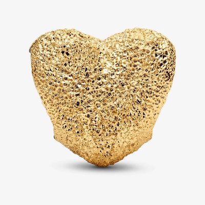 PANDORA 14ct Yellow Gold Plated Textured Mini Heart Charm