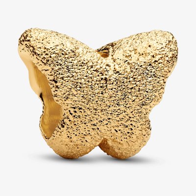 PANDORA 14ct Yellow Gold Plated Textured Mini Butterfly Charm