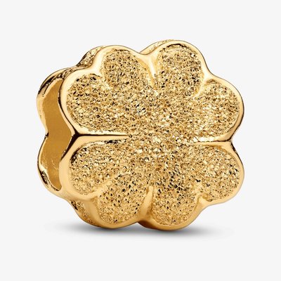 PANDORA 14ct Yellow Gold Plated Textured Mini Clover Charm