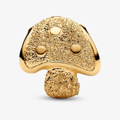 PANDORA 14ct Yellow Gold Plated Textured Mini Mushroom Charm