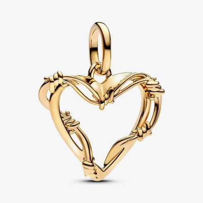 PANDORA 14ct Yellow Gold Plated Wire Heart Dangle Charm