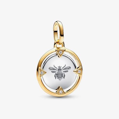 PANDORA Two Tone Bee Medallion Charm
