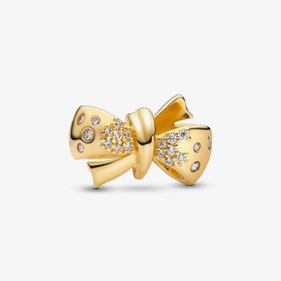 PANDORA 14ct Yellow Gold Plated Cubic Zirconia Sparkling Bow Charm