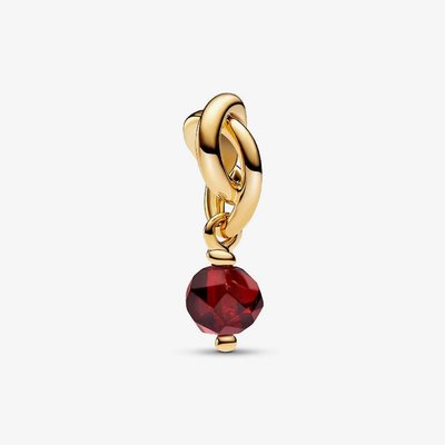 PANDORA 14ct Yellow Gold Plated Red Crystal January Eternity Circle Charm