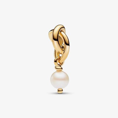 PANDORA 14ct Yellow Gold Plated Freshwater Pearl June Eternity Circle Charm