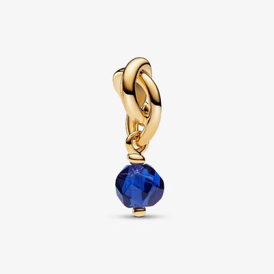 PANDORA 14ct Yellow Gold Plated Blue Crystal September Eternity Circle Charm