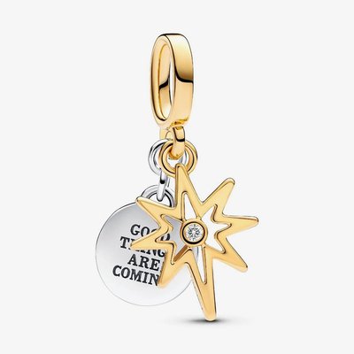 PANDORA Two Tone Lab Grown Diamond North Star Dangle Charm