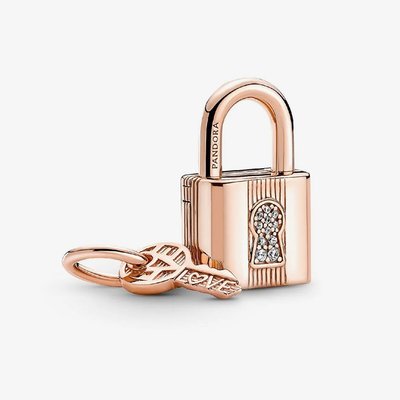 PANDORA 14ct Rose Gold Plated Padlock Key Charm