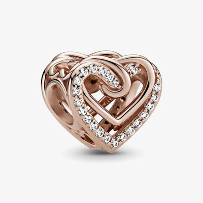 PANDORA 14ct Rose Gold Plated Cubic Zirconia Valentines Rose Charm