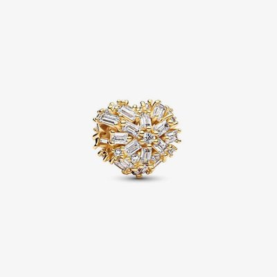 PANDORA 14ct Gold Plated Sparkling Heart Charm