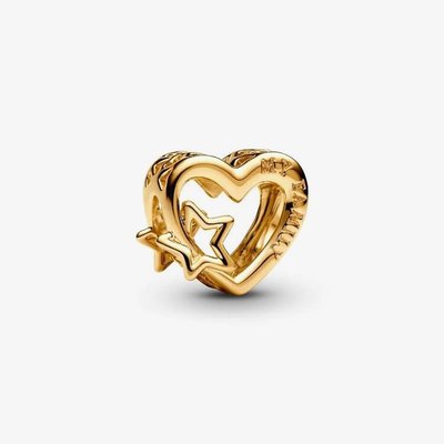 PANDORA 14ct Gold Plated Family Heart & Star Charm