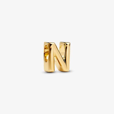 PANDORA 14ct Gold Plated Letter N Alphabet Charm