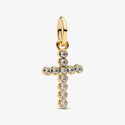 PANDORA 14ct Gold Plated Cross Dangle Charm 764063C01