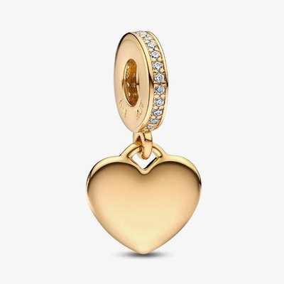 PANDORA 14ct Gold Plated Heart Tag Dangle Charm