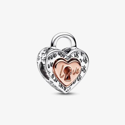 PANDORA Two Colour Padlock Splittable Heart Charm