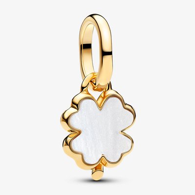 PANDORA ME 14ct Gold Plated White Lucky Clover Dangle Charm