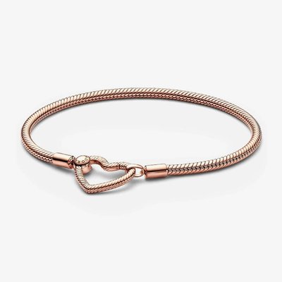 PANDORA Moments 14ct Rose Gold Plated Heart Clasp Bracelet