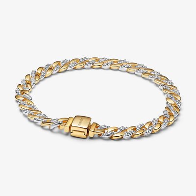 PANDORA Two Tone Pavé Cuban Chain Bracelet