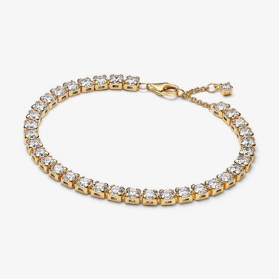 PANDORA 14ct Gold Plated Sparkling Bold Tennis Bracelet