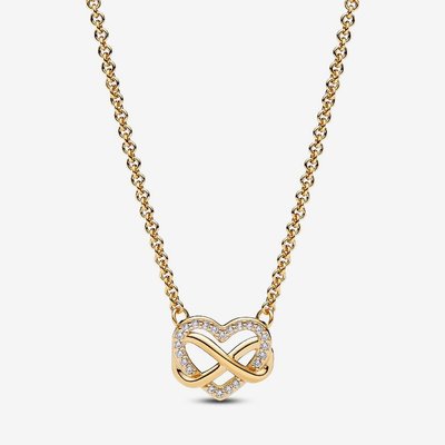 PANDORA 14ct Gold Plated Sparkling Infinity Heart Collier Necklace