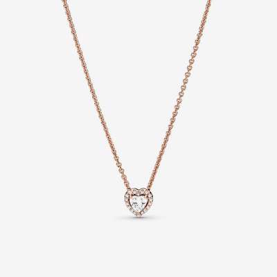 PANDORA 14ct Rose Gold Plated Sparkling Heart Necklace