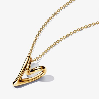 PANDORA 14ct Gold Plated Organically Shaped Heart Necklace