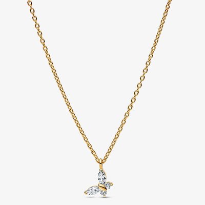 PANDORA 14ct Gold Plated Sparkling Butterfly Pendant Necklace