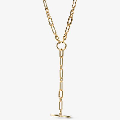 PANDORA 14ct Yellow Gold Plated Y Link Chain Necklace 364809C00-45