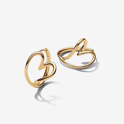 PANDORA 14ct Gold Plated Heart Shaped Hoop Earrings