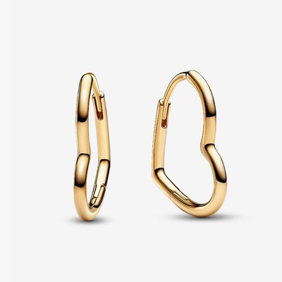 PANDORA 14ct Gold Heart Hoop Earrings