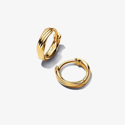 PANDORA 14ct Gold Plated Twisted Huggie Hoop Earrings