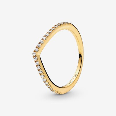 Pandora 14ct Gold Plated Sparkling Wishbone Ring