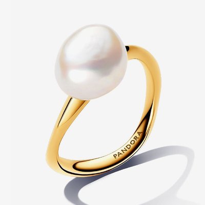 PANDORA 14ct Gold Plated Baroque Freshwater Pearl Ring